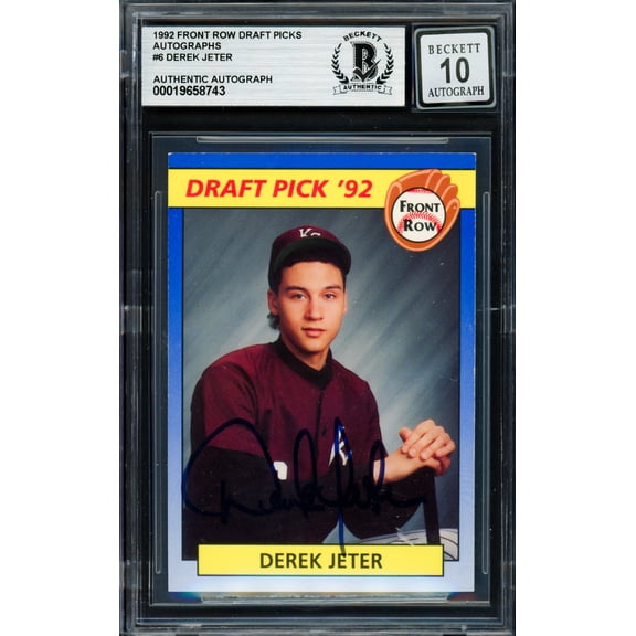 Derek Jeter Autographed 1992 Front Row Rookie Card #55 New York Yankees Auto Grade Gem Mint 10 Beckett BAS #19658743