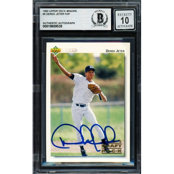 Derek Jeter Autographed 1992 Upper Deck Minor League Rookie Card #5 New York Yankees Auto Grade Gem Mint 10 Beckett BAS #19659539