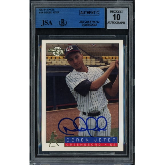 Derek Jeter Autographed 1993-94 Fleer Excel Rookie Card #106 New York Yankees Auto Grade Gem Mint 10 Beckett BAS #8922945