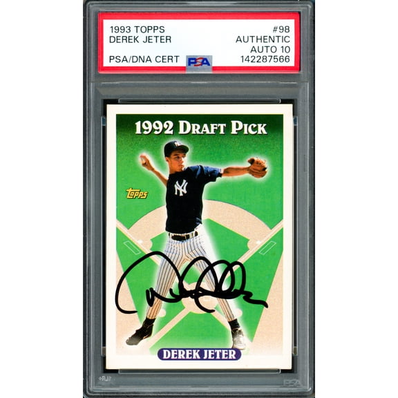 Derek Jeter Autographed 1993 Topps Rookie Card #98 New York Yankees Auto Grade Gem Mint 10 PSA/DNA #142287566