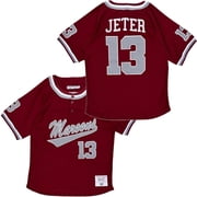 Derek Jeter Mens Headgear Classics Embroidered Maroons High School Baseball Jersey Large, Burgundy