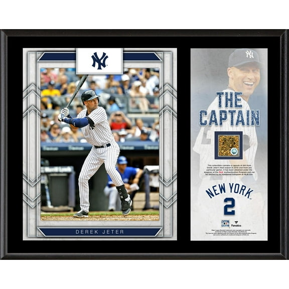 Derek Jeter New York Yankees 12'' x 15'' Sublimated Player Plaque with a Capsule of Game-Used Dirt - Fanatics Authentic Certified