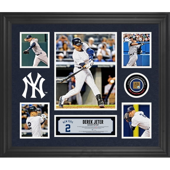 Derek Jeter New York Yankees Framed 5-Photo Collage With a Capsule of Game-Used Dirt - Fanatics Authentic Certified
