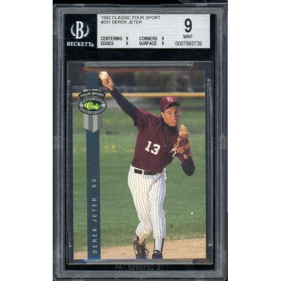 Derek Jeter Rookie Card 1992 Classic Four Sport #231 BGS 9