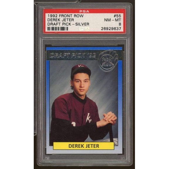 Derek Jeter Rookie Card 1992 Front Row Draft Picks Silver #55 PSA 8