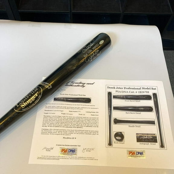 Derek Jeter Signed 2008 Game Used Baseball Bat PSA DNA JSA COA Yankees