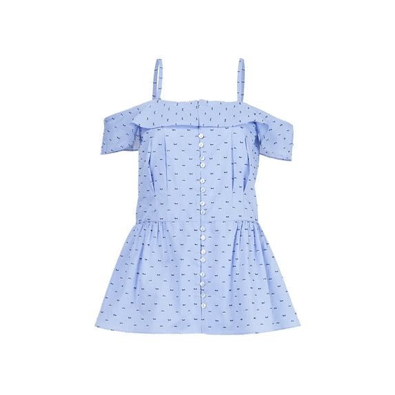 Derek Lam 10 Crosby Blue Off the Shoulder Blouse (6)
