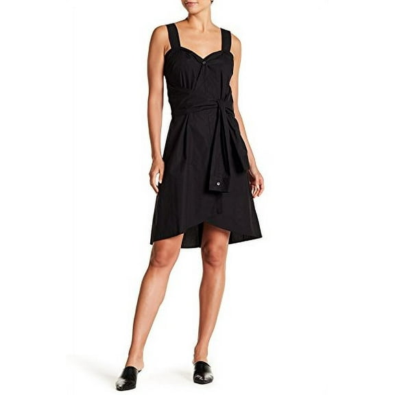 Derek Lam 10 Crosby Sleeveless Tie Front Stripe Dress (Black, 8)