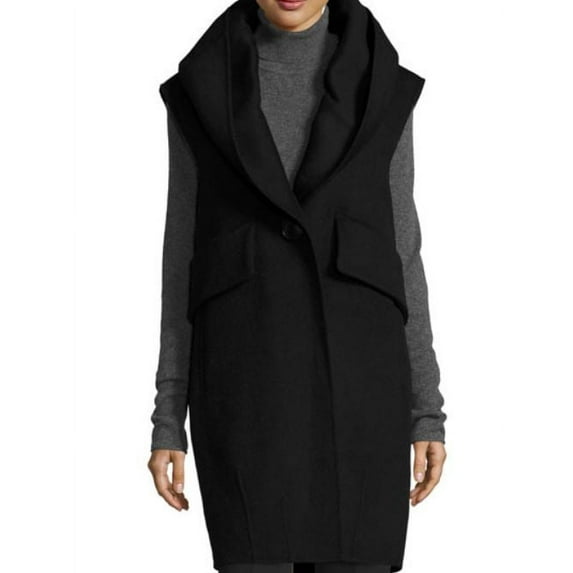 Derek Lam 10 Crosby Women's Black Oversized Wool-Blend Vest, 4
