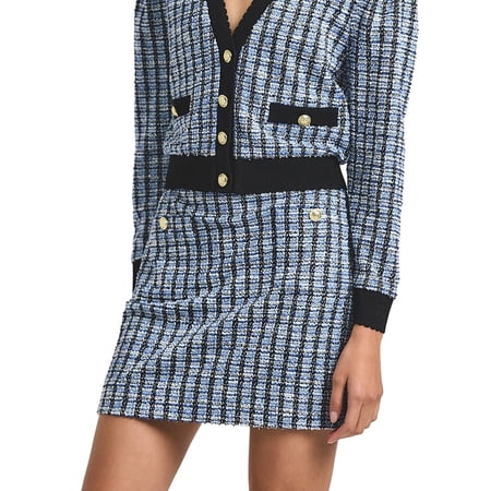 Derek Lam 10 Crosby womens Alira Stretch Tweed Mini Skirt, s, Blue