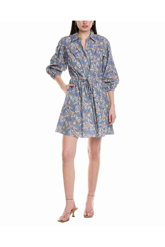 10 Crosby womens Arbi Bracelet-Sleeve Shirtdress, 4, Blue