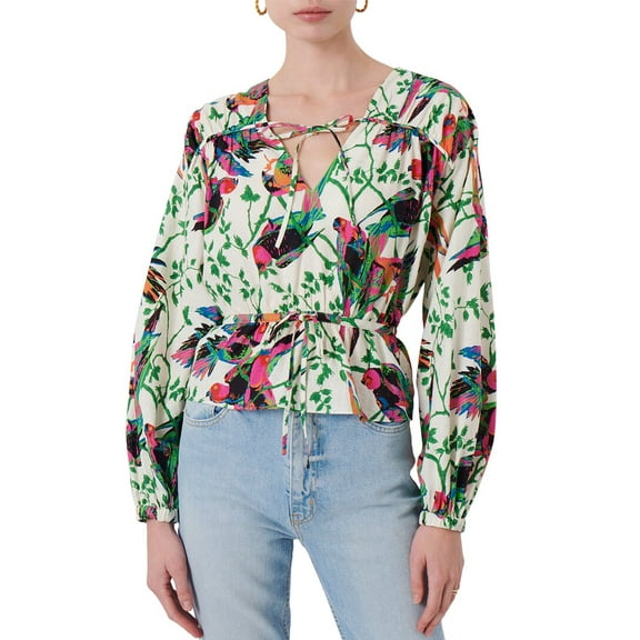 Derek Lam 10 Crosby womens  Breanna Gathered Linen-Blend Top, 00