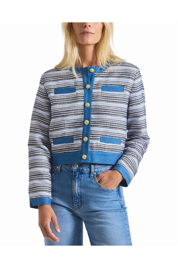 10 Crosby womens  Elain Cotton Tweed Jacket, 4, Blue