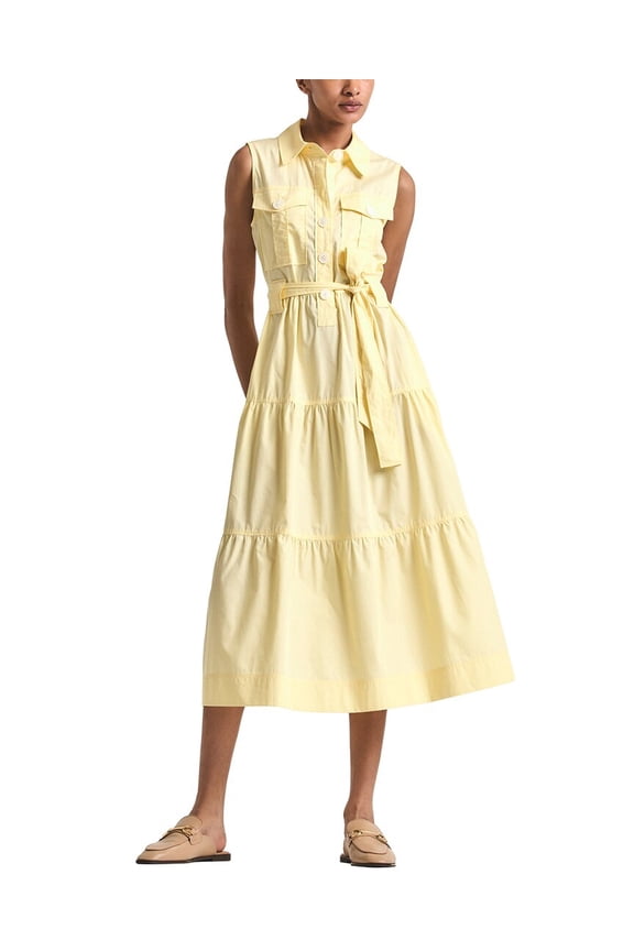 10 Crosby womens Florence Sleeveless Shirtdress, 0, Yellow