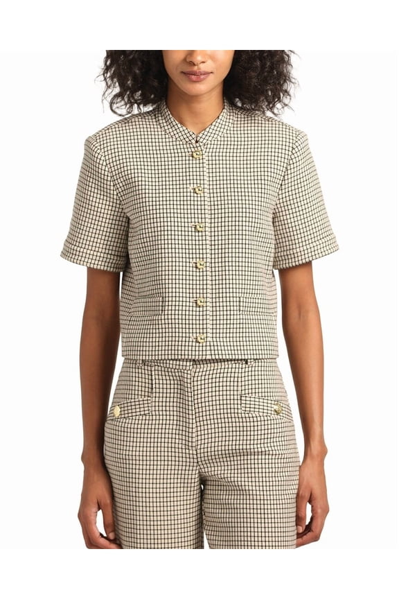 10 Crosby womens  Grace Short Sleeve Jacket, 6, Brown