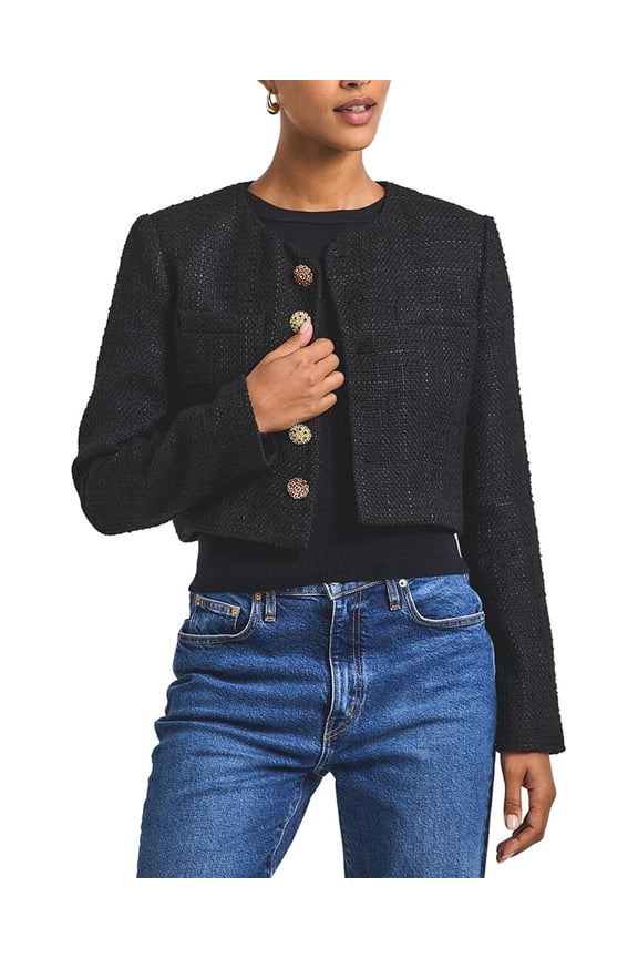10 Crosby womens  Juliette Tweed Jacket, 0, Black