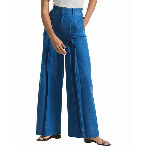 Derek Lam 10 Crosby womens Katrina Chambray Wide-Leg Pleated Trouser, 30, Blue