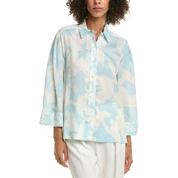 Derek Lam 10 Crosby womens Lacey Button Down Shirt, l, Blue