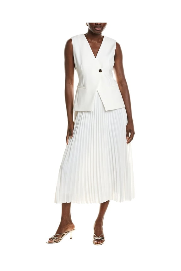 10 Crosby womens Lauren Mixed Media Dress, 0, White