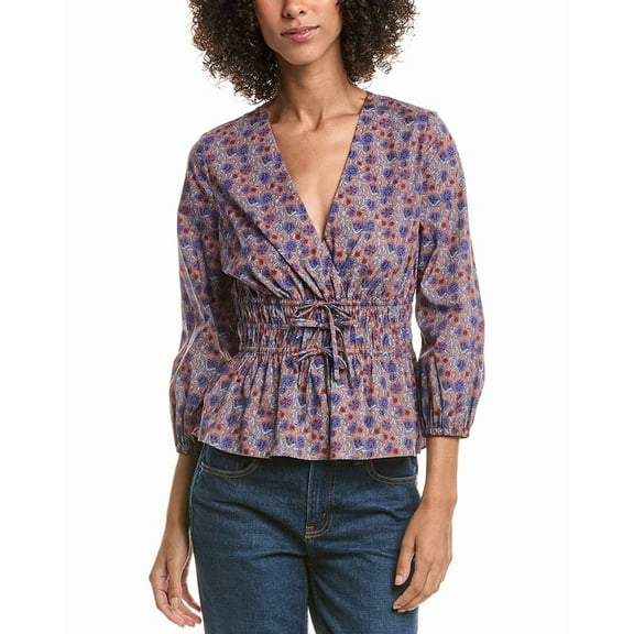 Derek Lam 10 Crosby womens  Lilith V-Neck Blouse, 4, Brown