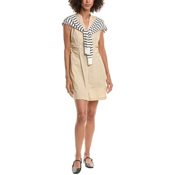 Derek Lam 10 Crosby womens Lotte Mixed Media Dress, 4, Brown