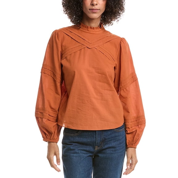 Derek Lam 10 Crosby womens Marlowe Long Sleeve Blouse, 8, Orange
