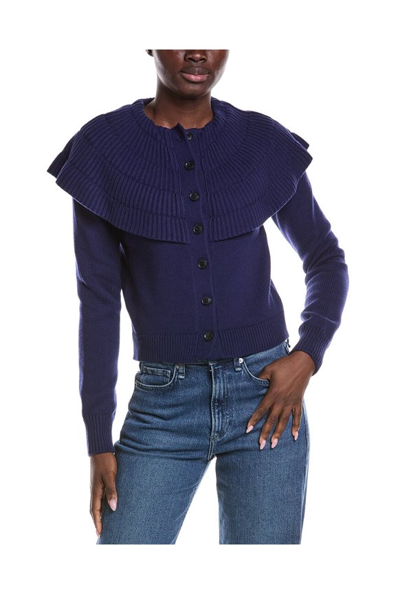 10 Crosby womens Murray Capelet Wool-Blend Cardigan, l, Blue