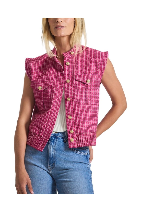 10 Crosby womens Namira Cotton Tweed Sleeveless Jacket, l