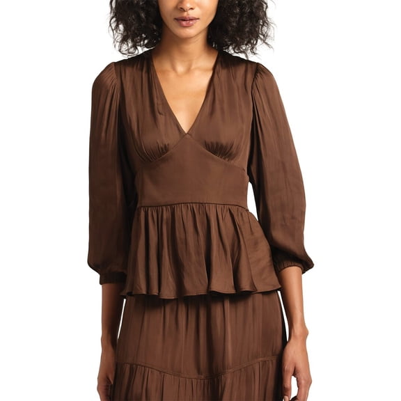 Derek Lam 10 Crosby womens Savannah V-Neck Peplum Top, 8