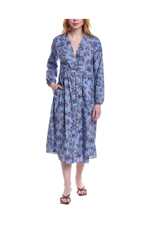 10 Crosby womens Valerie Long Sleeve Twist Front Dress, 10, Blue