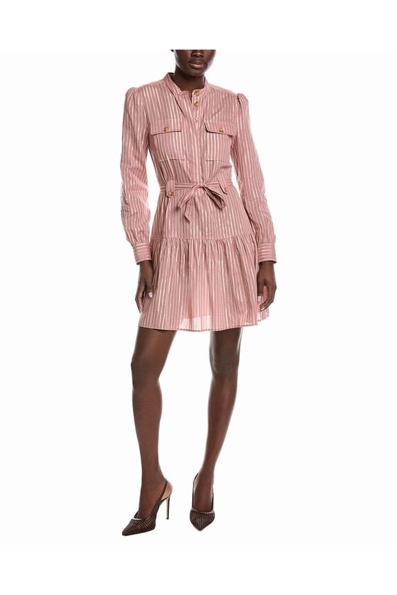 womens 10 Crosby Kayla Utility Shirt Dress, 8, Pink