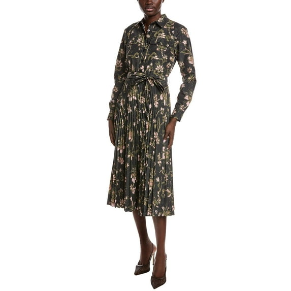 Derek Lam womens 10 Crosby Kenza Pleated Midi Dress, 0, Black