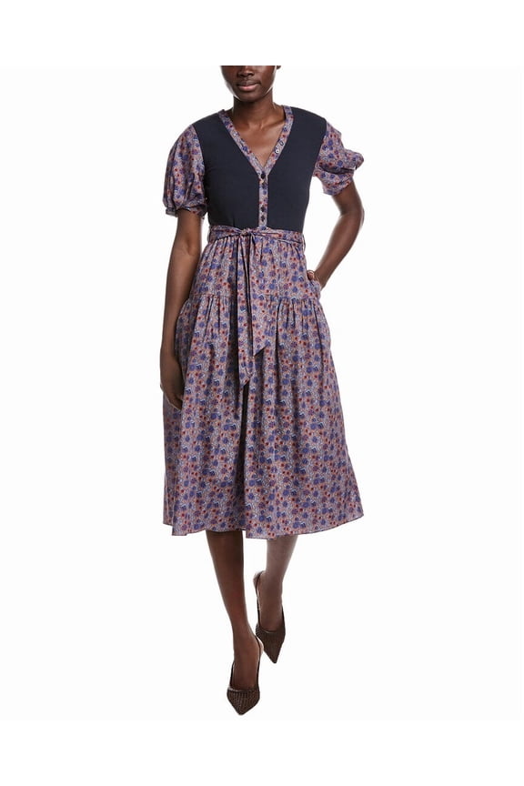 womens 10 Crosby Natalia Mixed Media Dress, 10, Blue