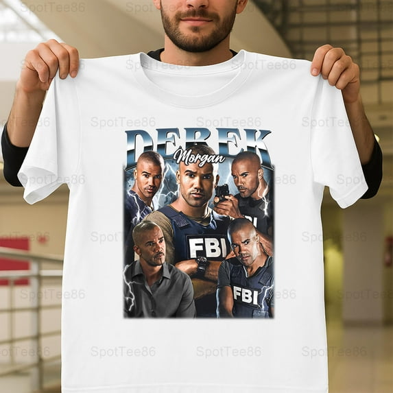 Derek Morgan Criminal Minds Vintage Retro 90s TV Show Fan Graphic G091 Unisex T-Shirt, Up to Size 5XL
