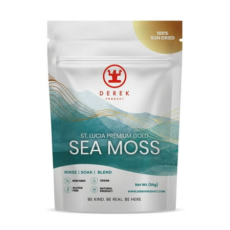 Derek Product - Gold Sea Moss Organic Wildcrafted St. Lucia Detox Unisex Thyroid Supplement - 4 oz Bag