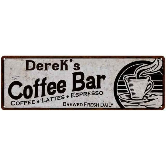 Derek's Coffee Bar Gift Sign Kitchen Decor 8x24 108240007368
