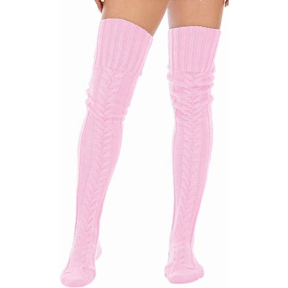Derest Women's Extra Long Cable Knit Thigh High Socks – Winter Warm Over Knee Boot Stockings, Soft & Stretchy Leg Warmers