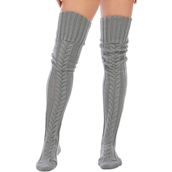 Derest Women's Extra Long Cable Knit Thigh High Socks – Winter Warm Over Knee Boot Stockings, Soft & Stretchy Leg Warmers