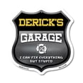 thumbnail image 1 of Derick's Garage I Can Fix Everything But Stupid 12 inch X 12 inch Shield-Shaped Rust-Free Aluminum Metal Sign To last, Gift for Dads and Uncles Classic Americana Crafted in the USA, 1 of 7
