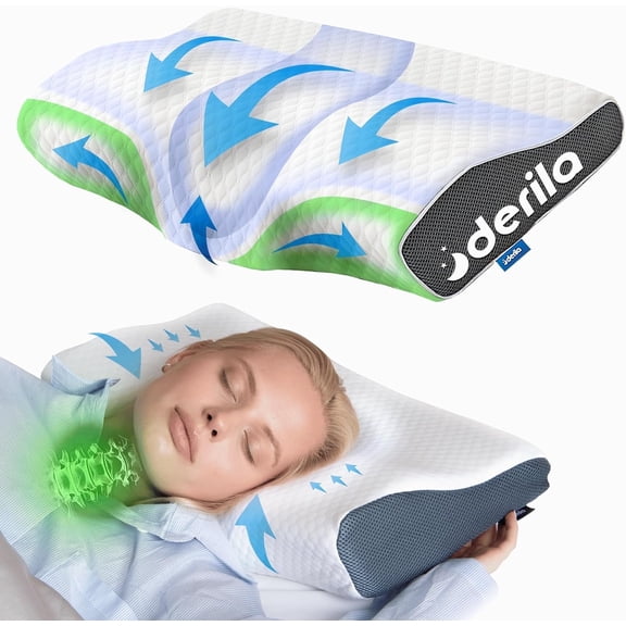 Derila King Size Neck Pillow for Side Sleepers, Cervical Memory Foam Pillows, Bed Contour Pillows