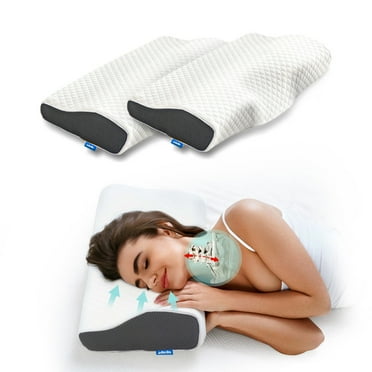 (2 pack) Derila® | Cervical Memory Foam Pillow (King Size|White )| Neck,Shoulder Pain Relief | Improves Sleep