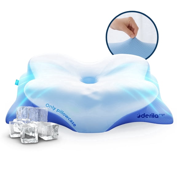 Derila Ergo Pillowcase - Cervical Neck Pillow for Back, Side Sleeper, Memory Foam Pillow Case Only (1 Count)