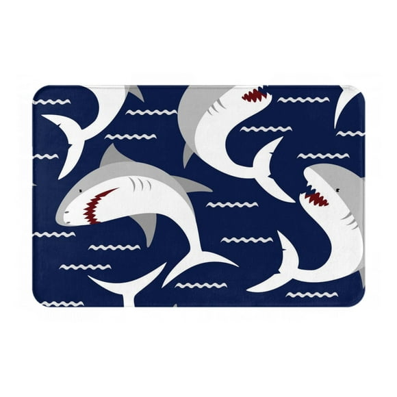 Derioi Angry Shark for Front Door Mat Outside Entrance Non-Slip Mat for Yard, Garage, High Traffic Areas(16"x24")