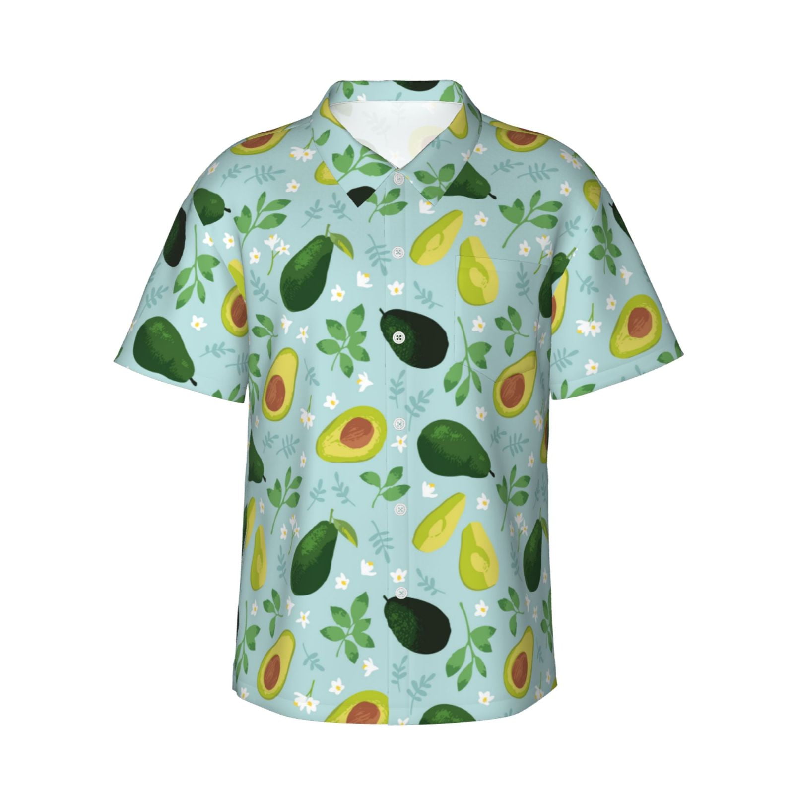 VISESUNNY Men's Avocado Print Hawaiian Shirt - Short Sleeve Aloha Beach Shirt, Quick Dry, XX-Large, Multicolor