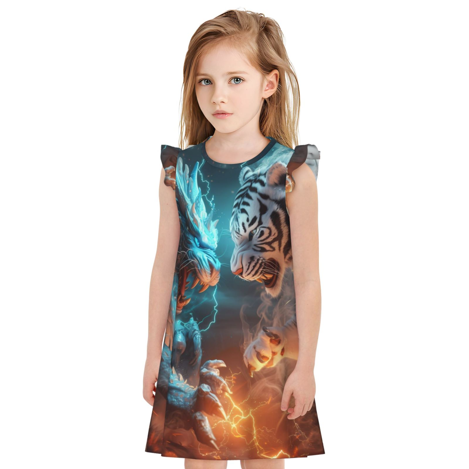 Sleepy Tigers Dress - Dark Blue