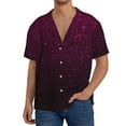 Derioi Dark Purple Glitter for Men's Cuban Collar Short Sleeve Casual ...