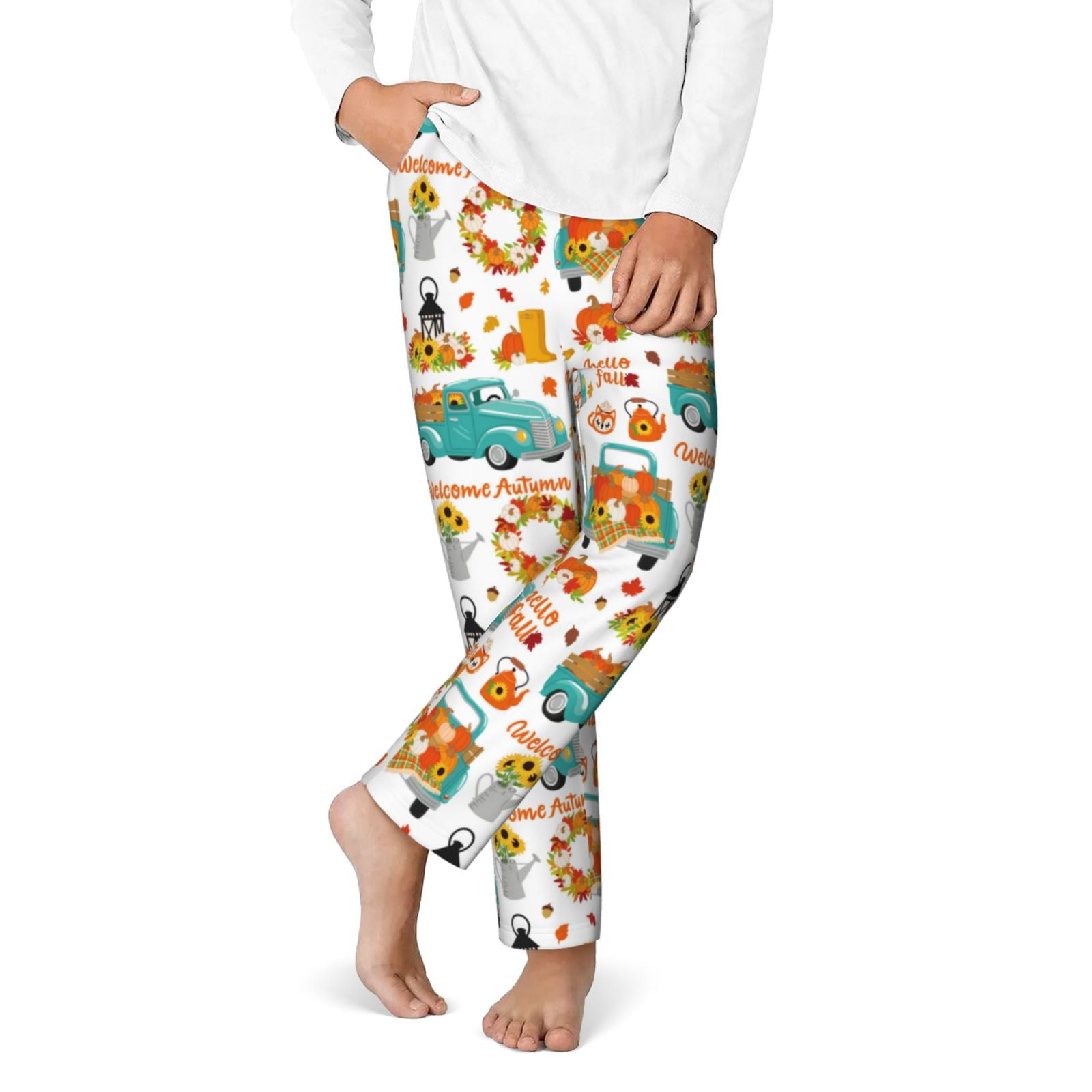 Derioi Fall Pumpkins And Sunflowers for Pajama Pants Men Elastic ...