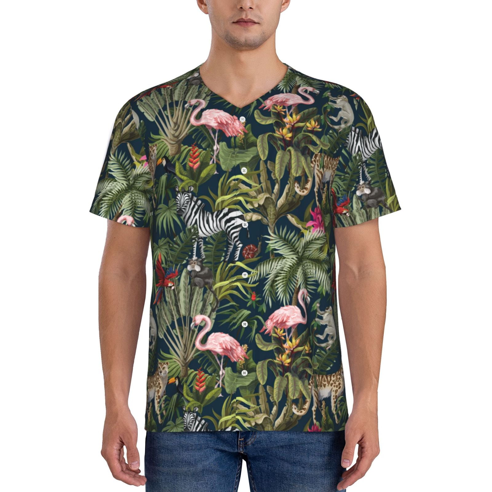 Perry Ellis Men's Short Sleeve Button-Down Shirt – Tropical Palm Leaf Print, Textured Fabric - View #5