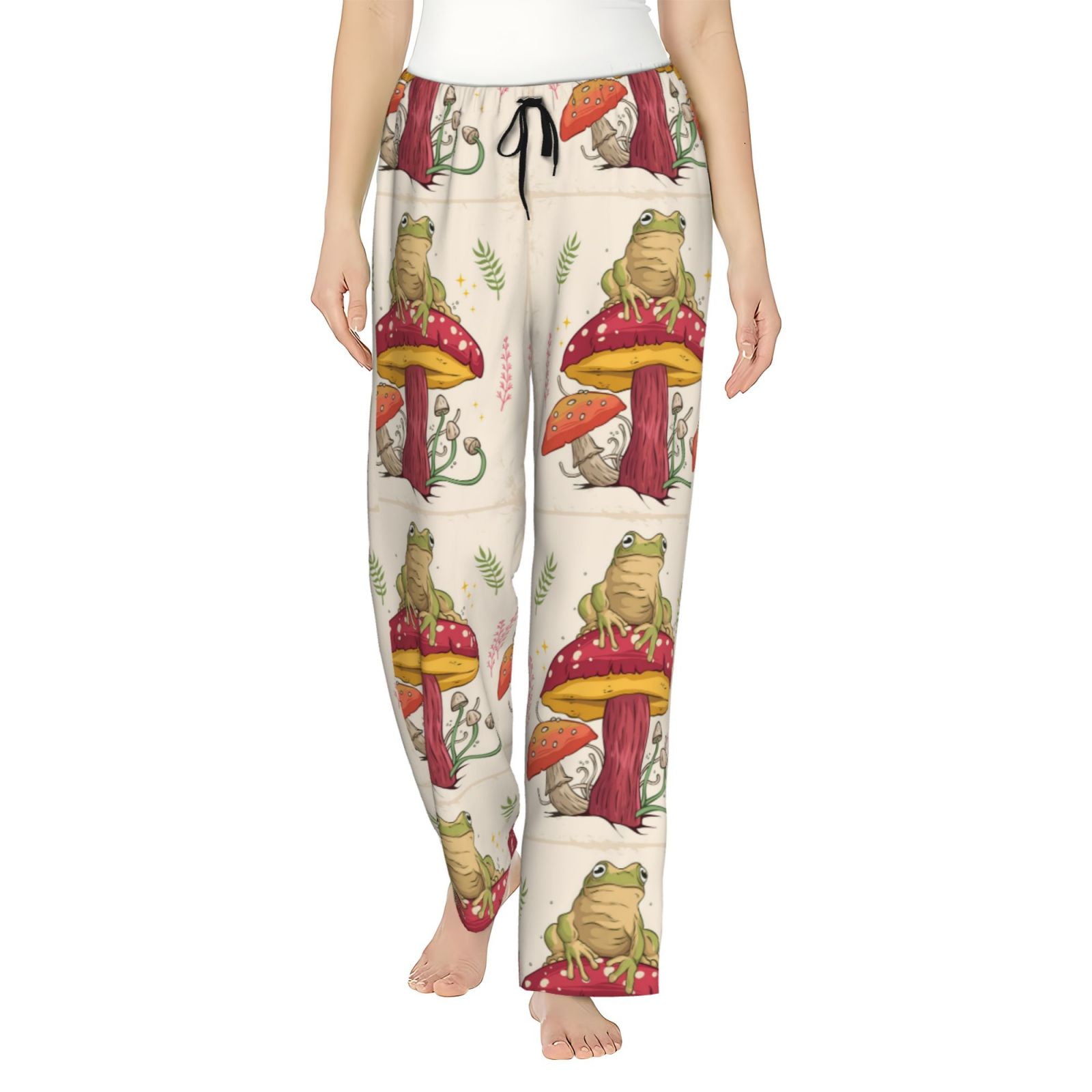Laprad Women's Cute Frog & Mushroom Pajama Set - Short Sleeve Top & Shorts With Pockets - View #3