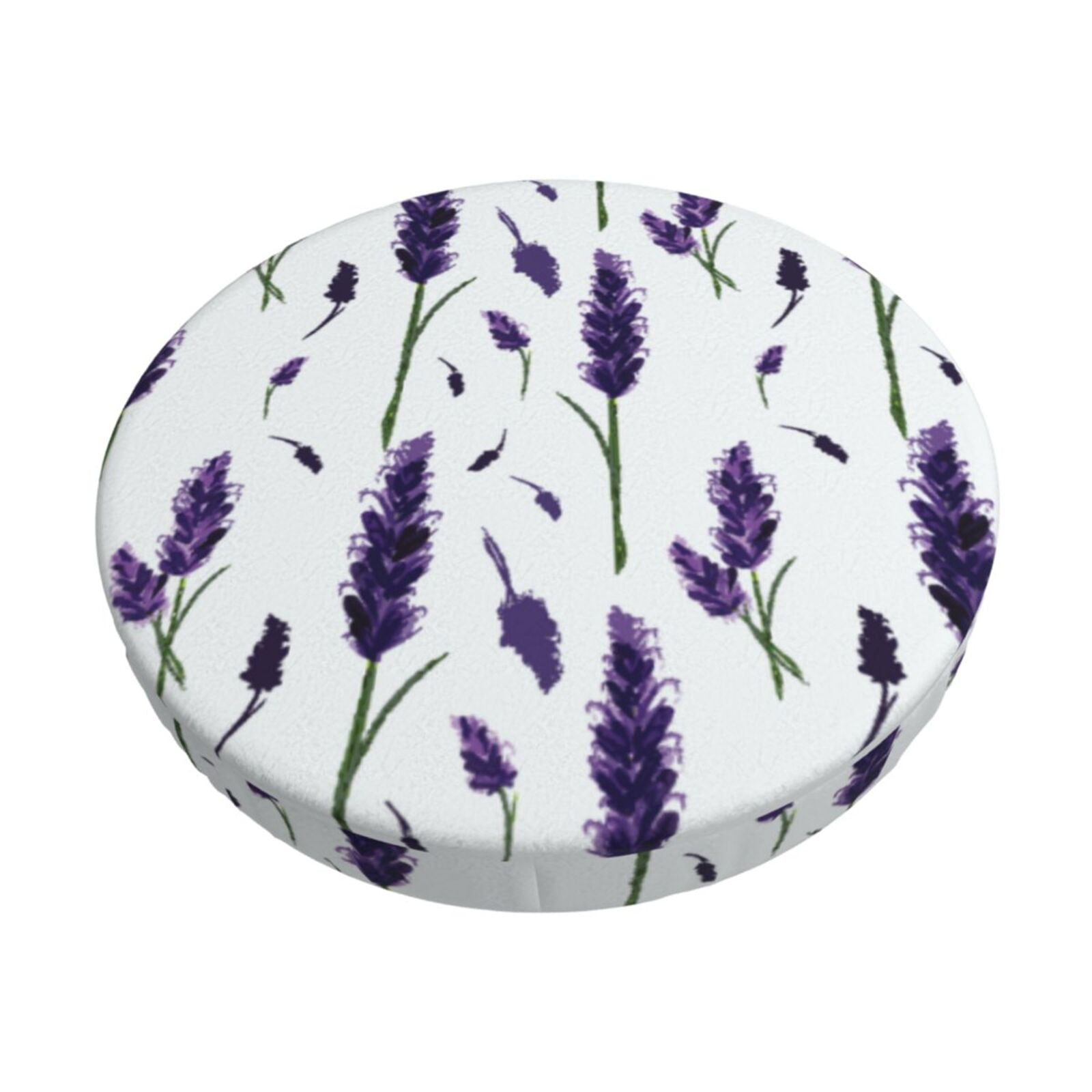 Derioi Lavender Flowers for Round Bar Chair Cushion Cover Round Stool Cover Perfect Fit for ...